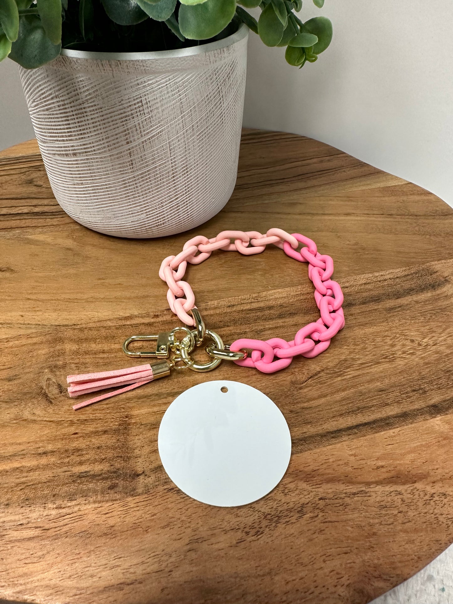 Chain Link Wristlet KeyChain W/ Sublimation Disc