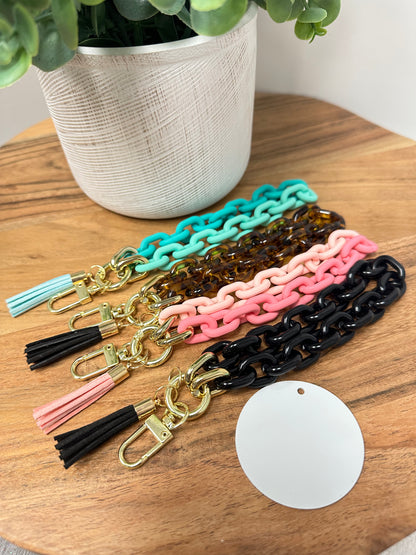 Chain Link Wristlet KeyChain W/ Sublimation Disc