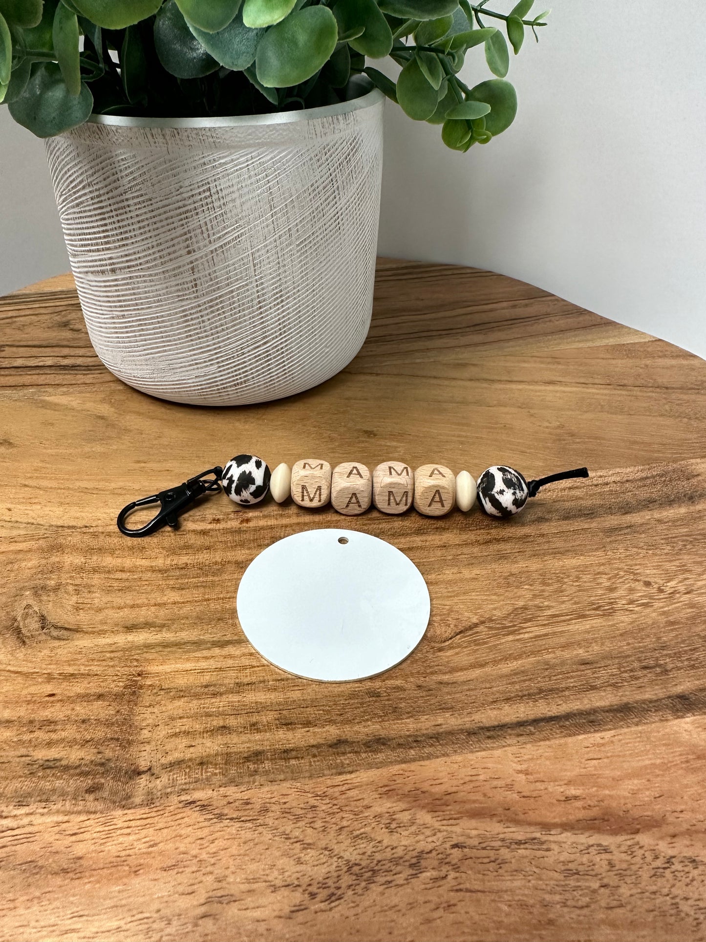 NEW Mama Wood Tassel with Leopard Beads