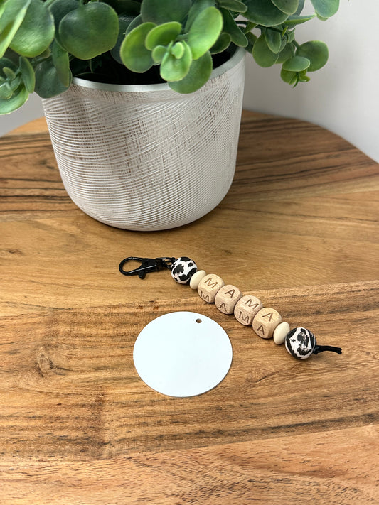 NEW Mama Wood Tassel with Leopard Beads