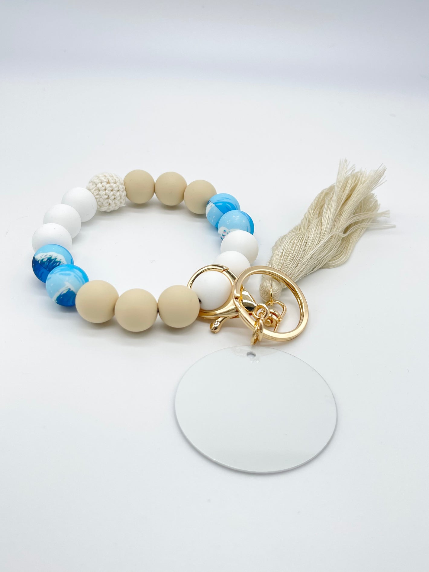 Beachy Bracelet KeyChain W/ Aluminum Disc