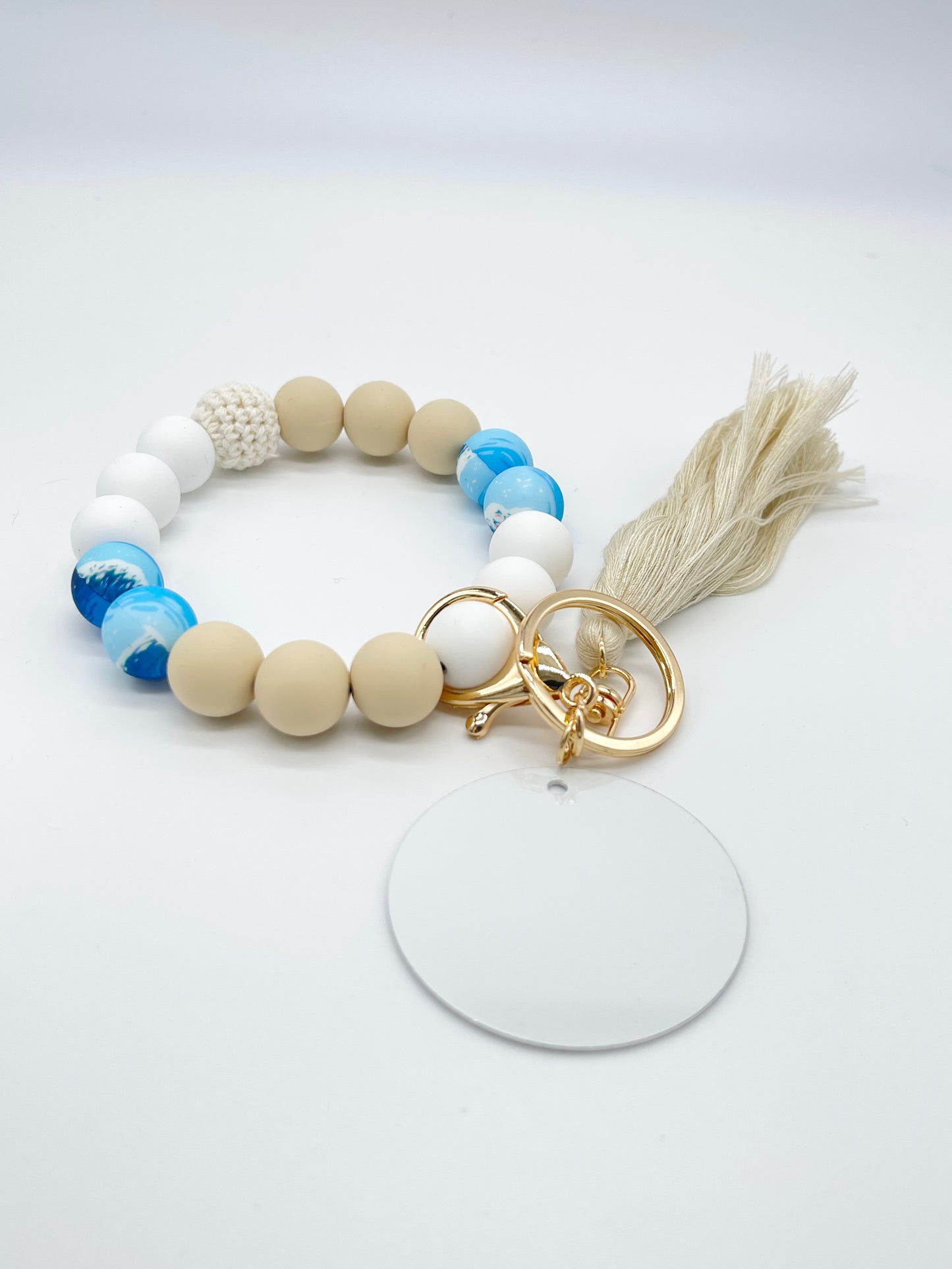 Beachy Bracelet KeyChain W/ Aluminum Disc