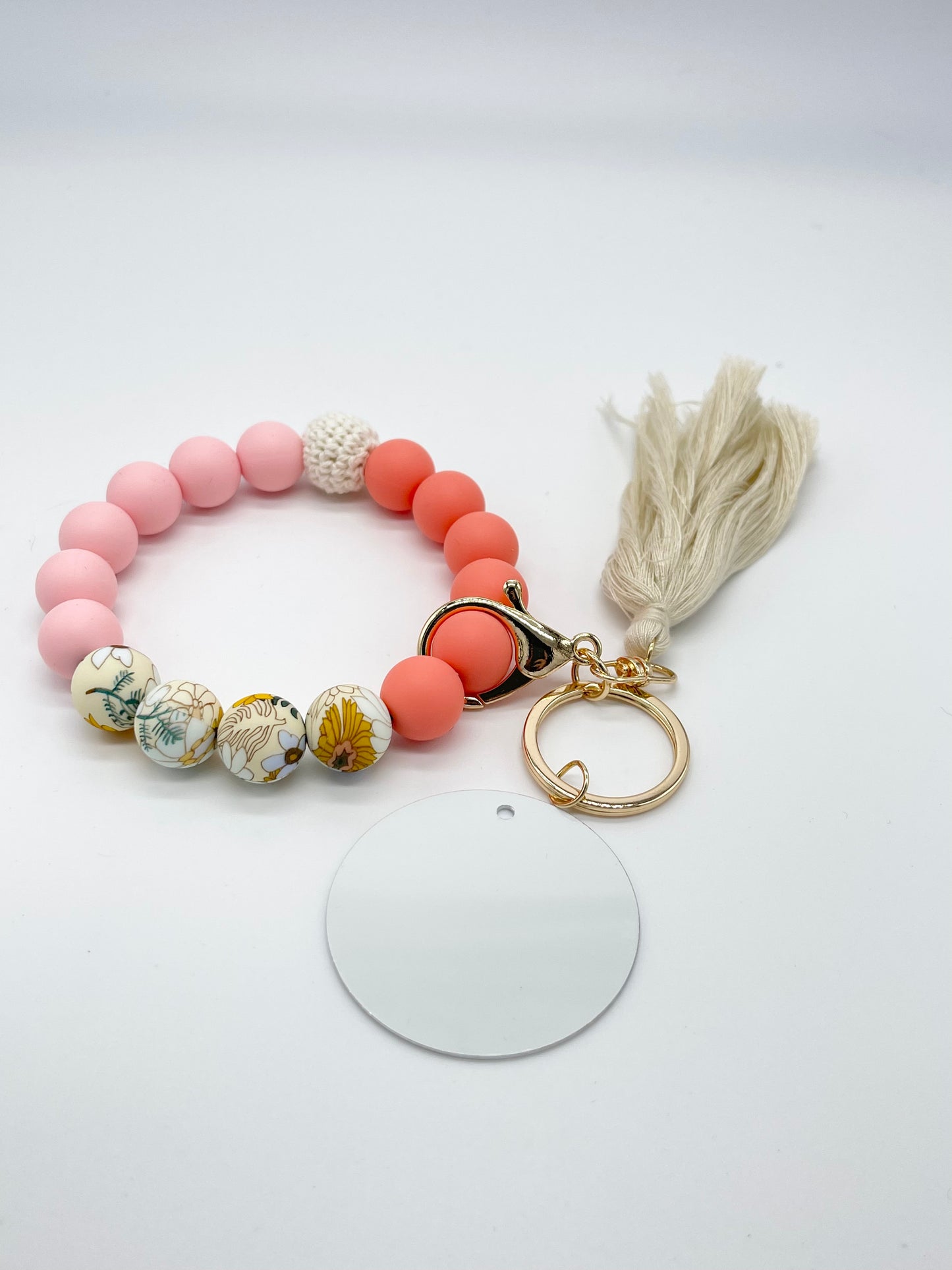 Springy Bracelet KeyChain W/ Aluminum Sublimation Disc