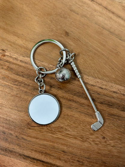 Golf Keychain with Club and Ball Silver