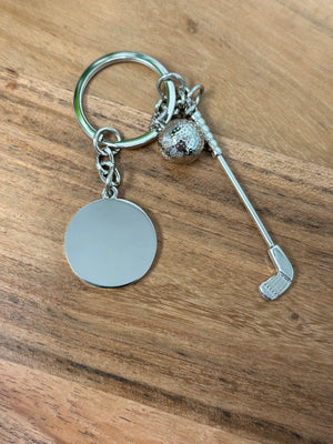 Golf Keychain with Club and Ball Silver