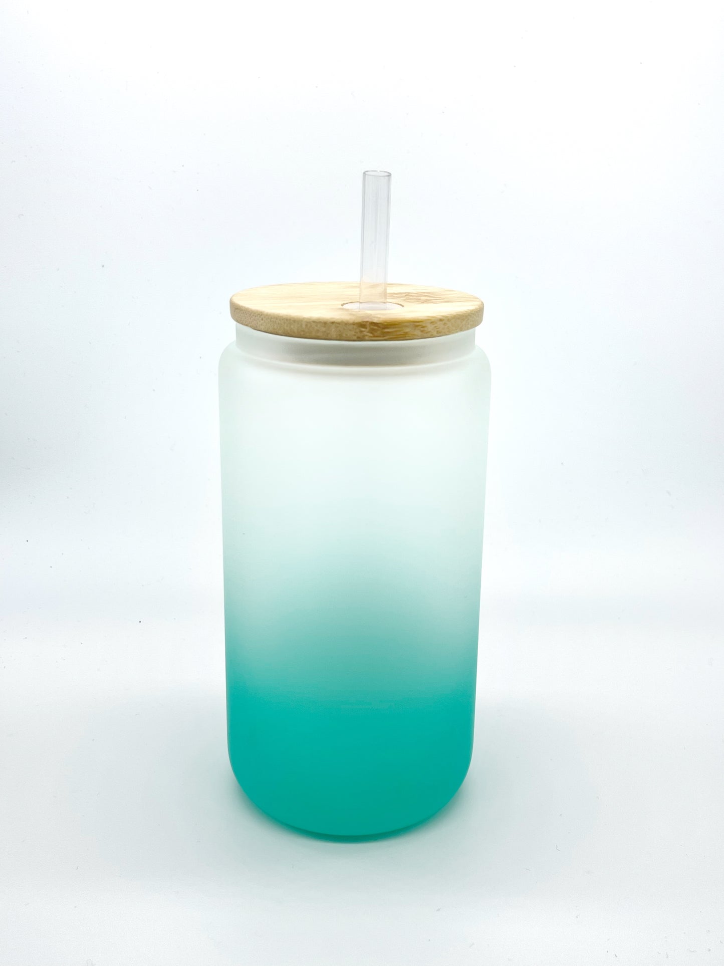 FROSTED Ombre Color Gradient 16 oz Beer Glass with Bamboo lid and stra –  The Blank Stockpile