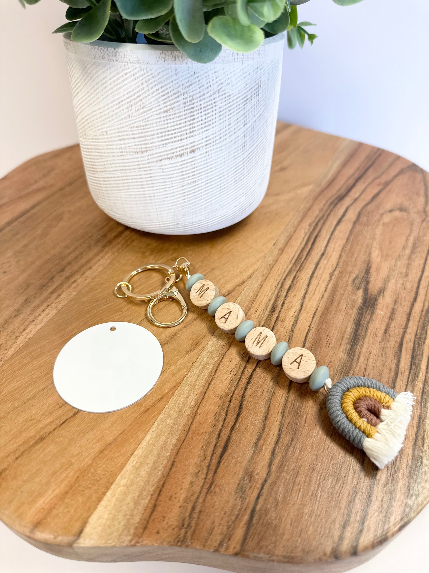 Rainbow Mama Tassel KeyChain W/ Aluminum Disc