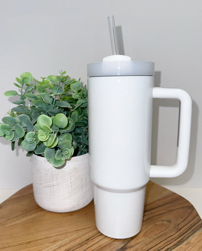 30oz Sublimation Tumbler White w/ V2 White Handle