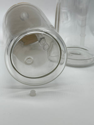 NEW Snow Globe SUBLIMATION Glass Can 12 Oz w/ Bamboo Lid AND Plug! Case Deal!