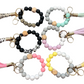 Silicone Bead Bracelet KeyChain W/ Aluminum Sublimation Disc