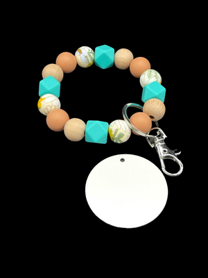 Teal Woods Bracelet KeyChain W/ Aluminum Disc