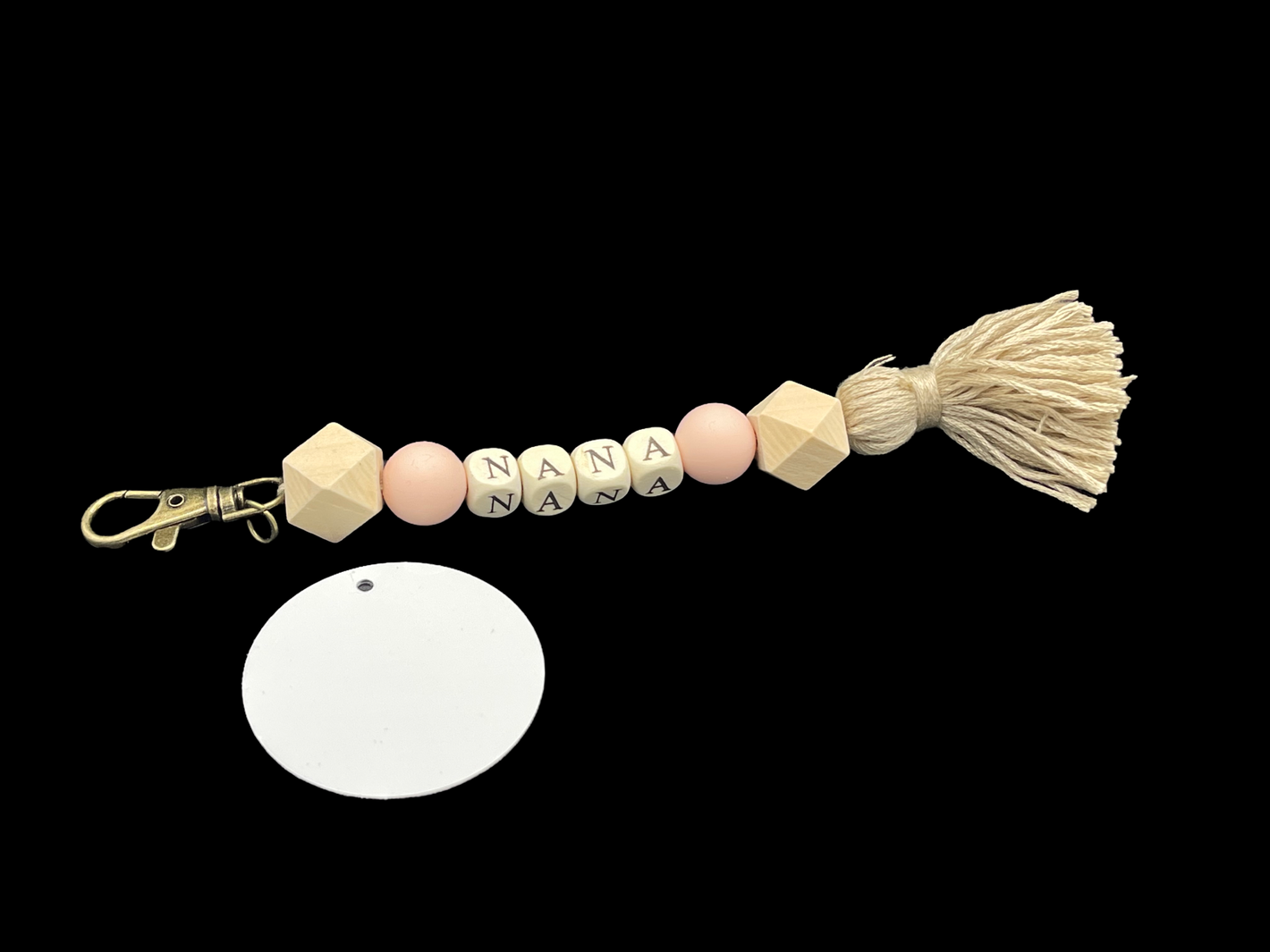 NANA Bead Tassel KeyChain W/ Sublimation Disc