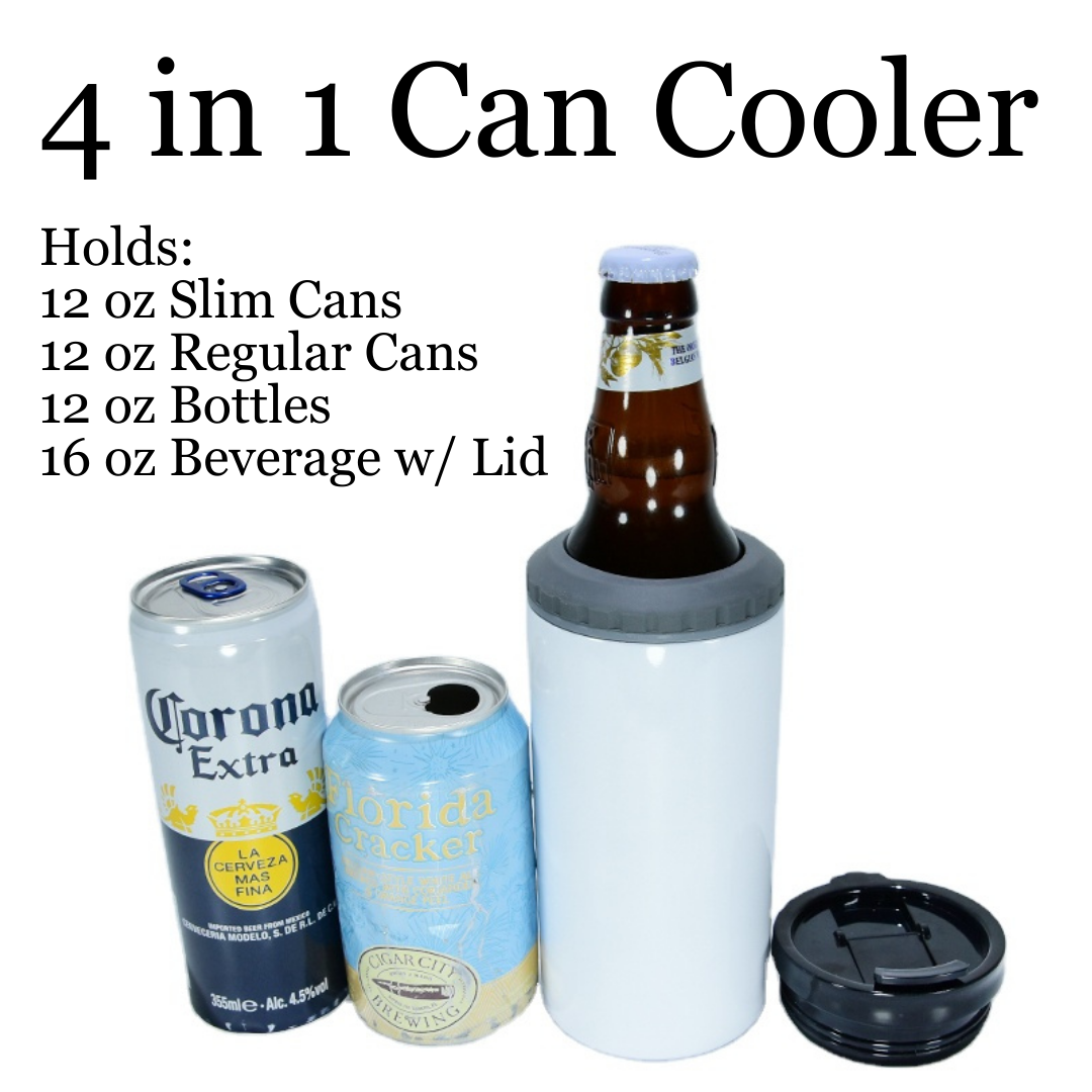 16 oz. 4 in 1 Can Cooler, Coozies White Straight Blank Sublimation Tumbler