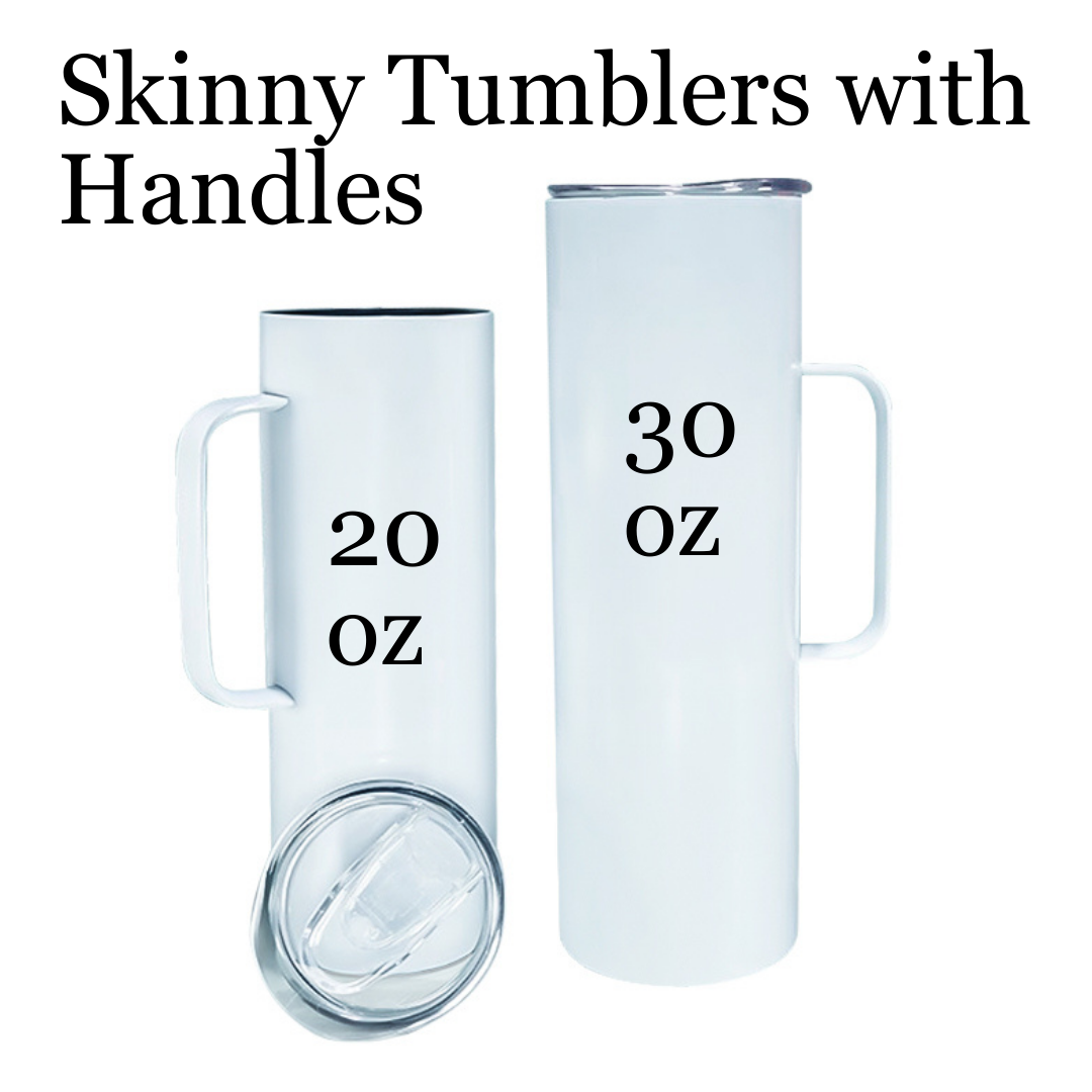 20oz - HANDLE Skinny Sublimation Tumbler-TAPERLESS - Bare Tumblers