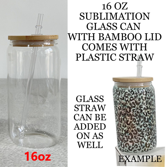 Clear Glass Can 16 Oz w/ Bamboo Lid