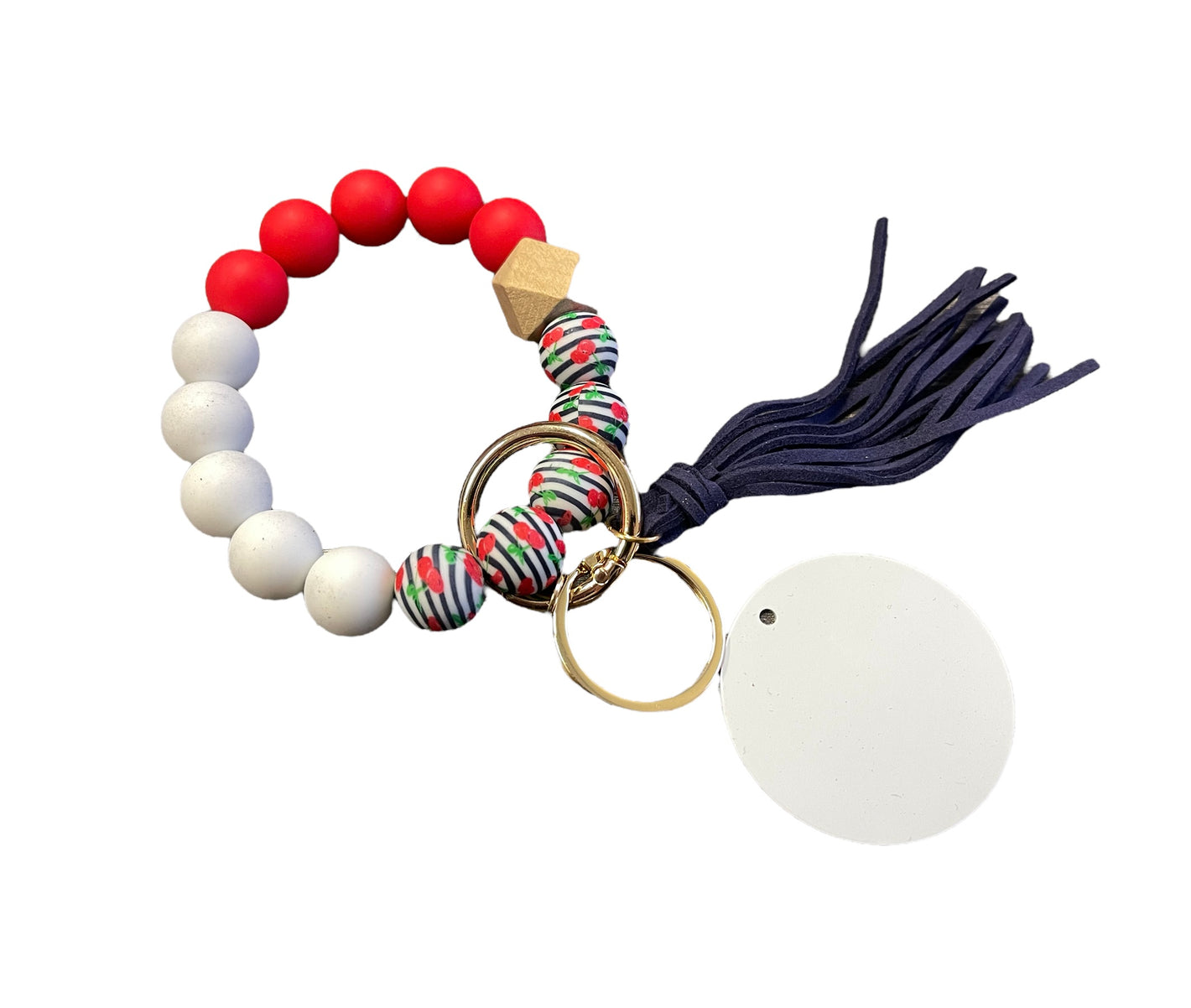 Cherry Bracelet KeyChain W/ Aluminum Disc