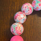 Abby Piggy Floral Heart Bracelet KeyChain W/ Aluminum Disc